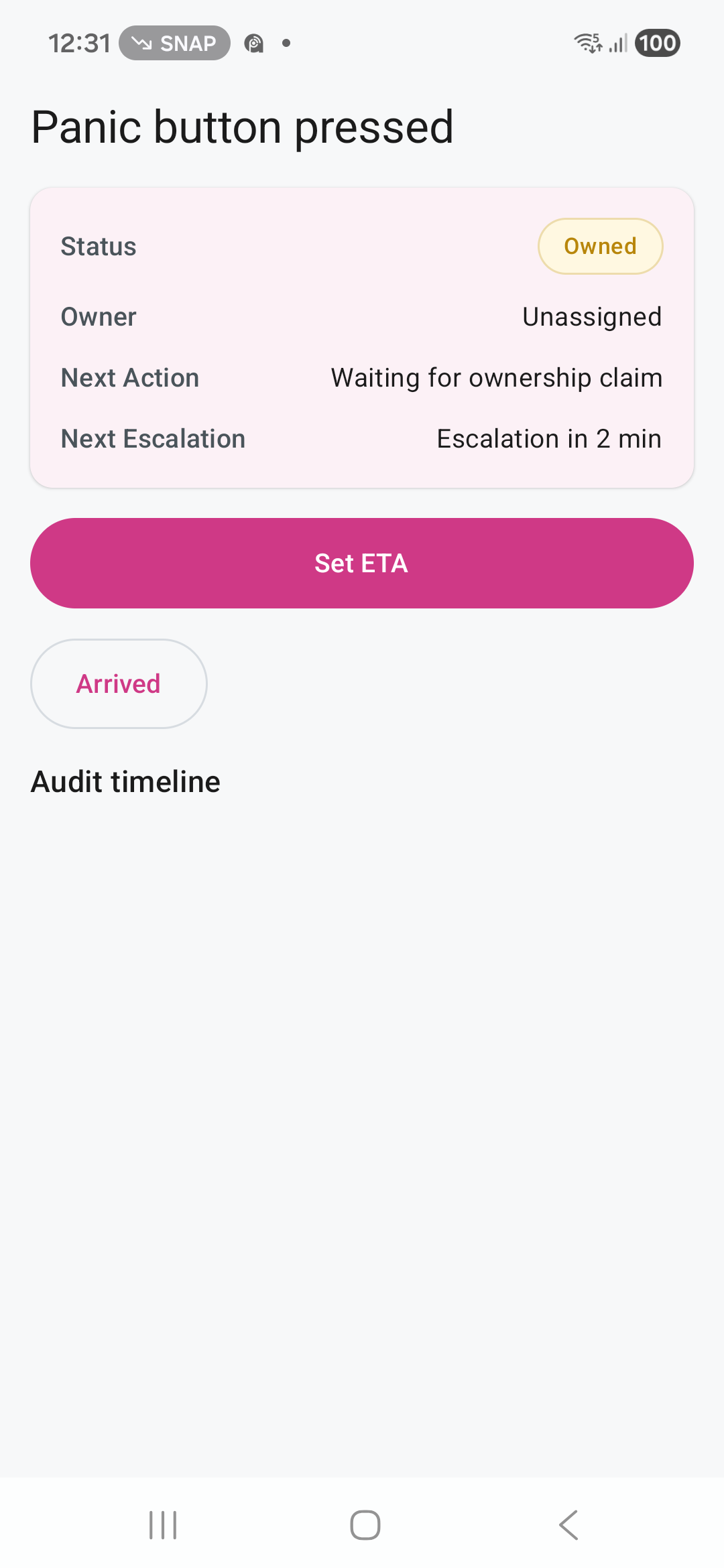 Ruxum release responder incident screen