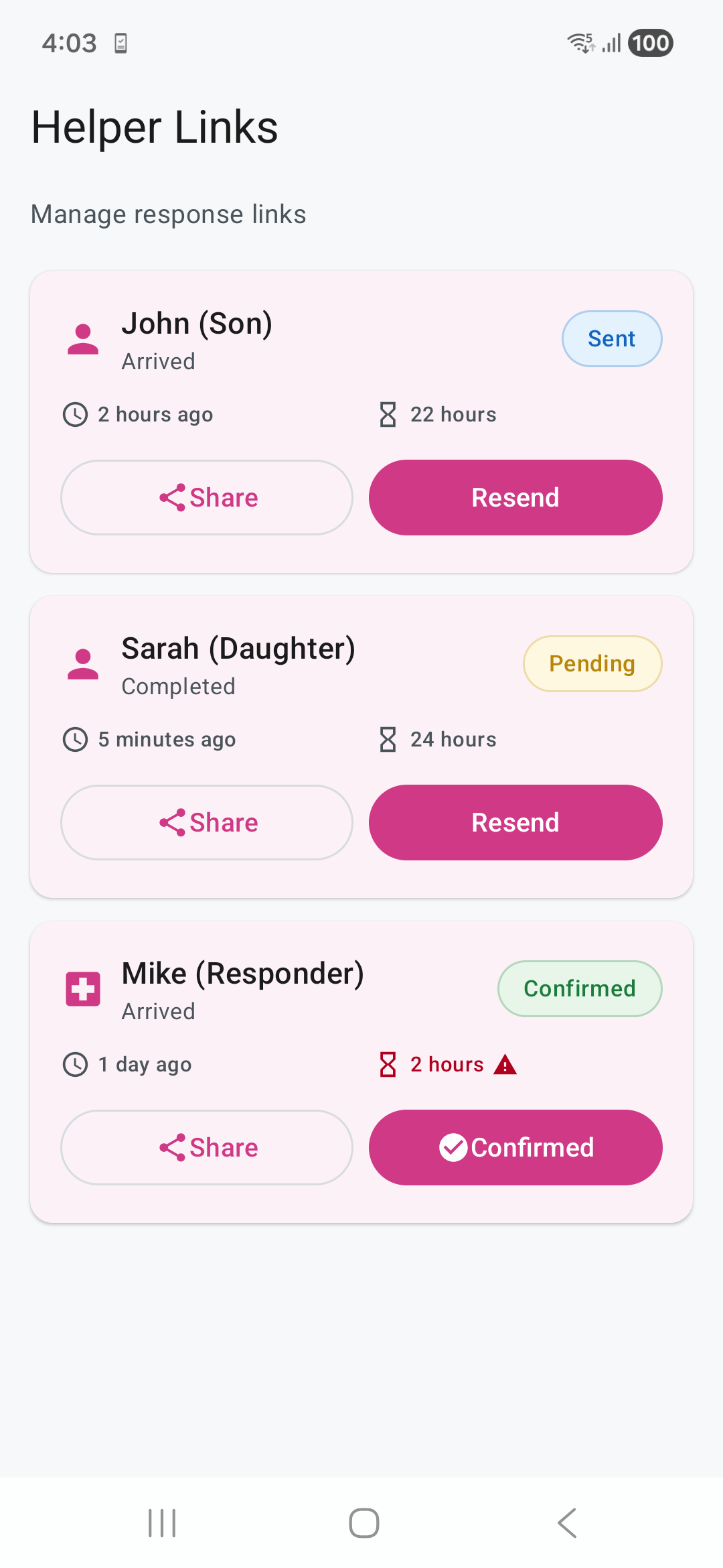 Ruxum helper links settings screen
